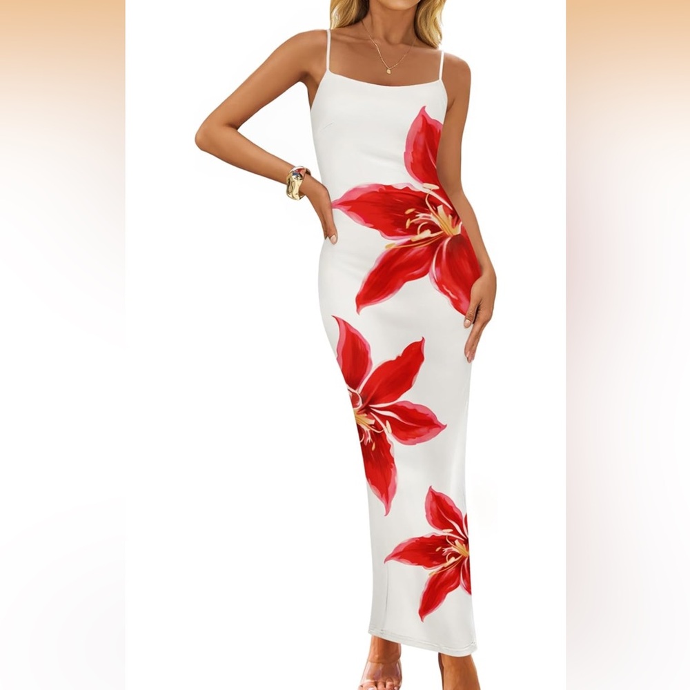 ZESICA Maxi Dress Square Neck Sleeveless Boho Beach Size Small